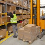 warehouse worker busy with packages